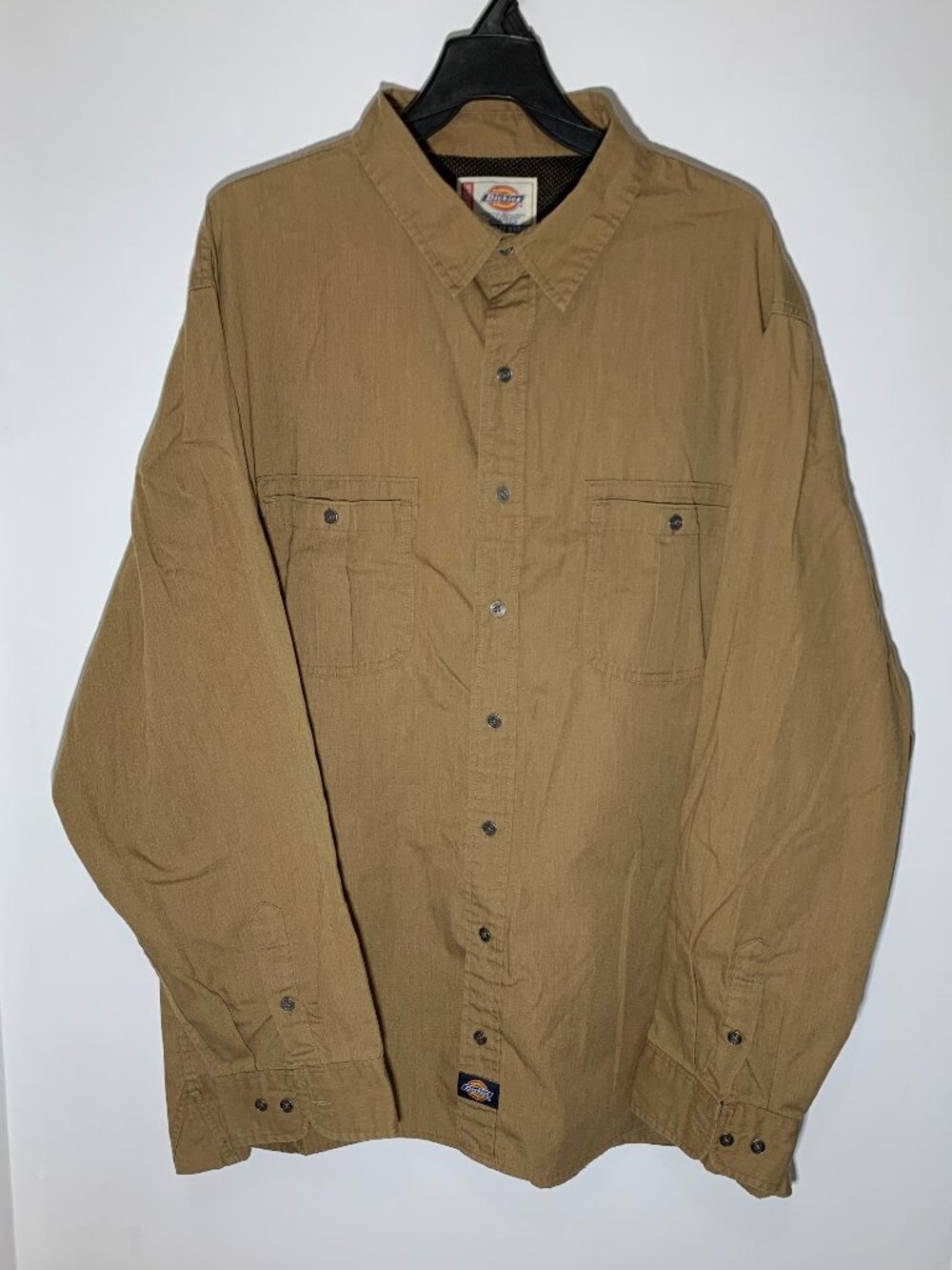 Dickies Work Shirt Mens 3X-Large Khaki Tan Long Sleeve Utility Button Down 3XL